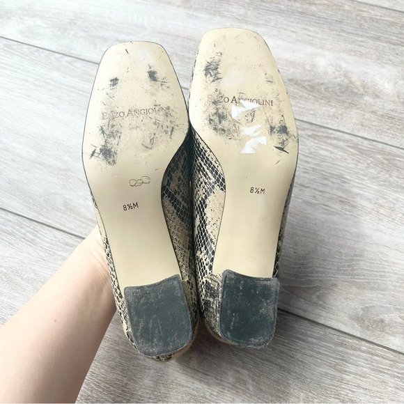 Enzo Angiolini Snake  Skin Square Toe Block Heel Pumps - Picture 13 of 15